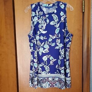 Floral Sleeveless Blue Top